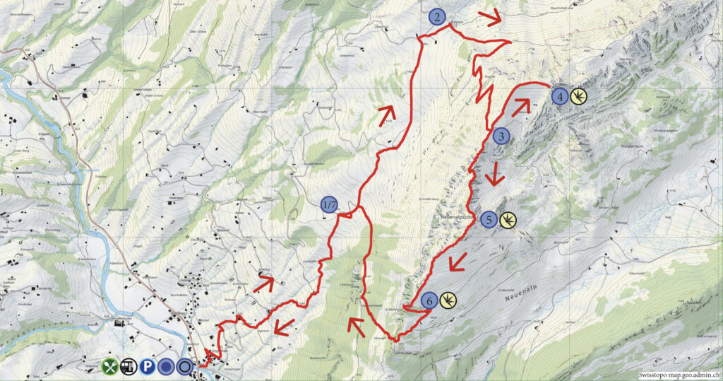 Rundwanderung - Stein - Gmeinenwishöchi (Alplispitz) - Neuenalpspitz - Schlofstein - Wanderkarte