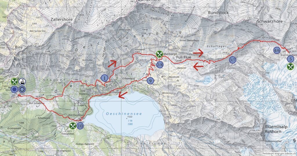Rundwanderung Oeschinensee - Blüemlisalphütte SAC - Wanderkarte