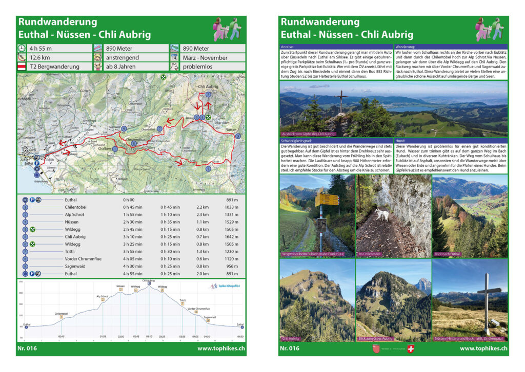 Rundwanderung Euthal - Nüssen - Chli Aubrig - Factsheet