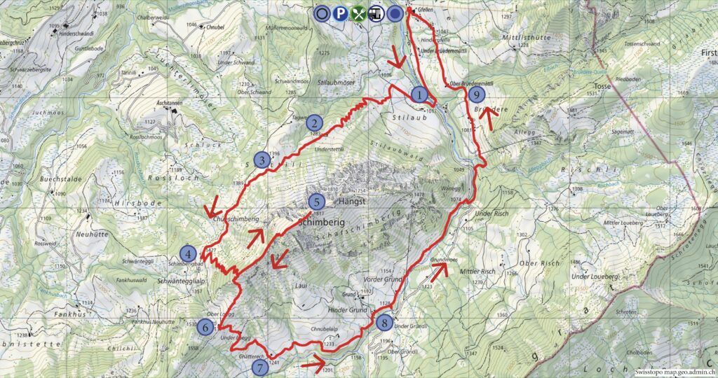 Rundwanderung Gfellen - Schimbrig (Entlebuch) - Wanderkarte