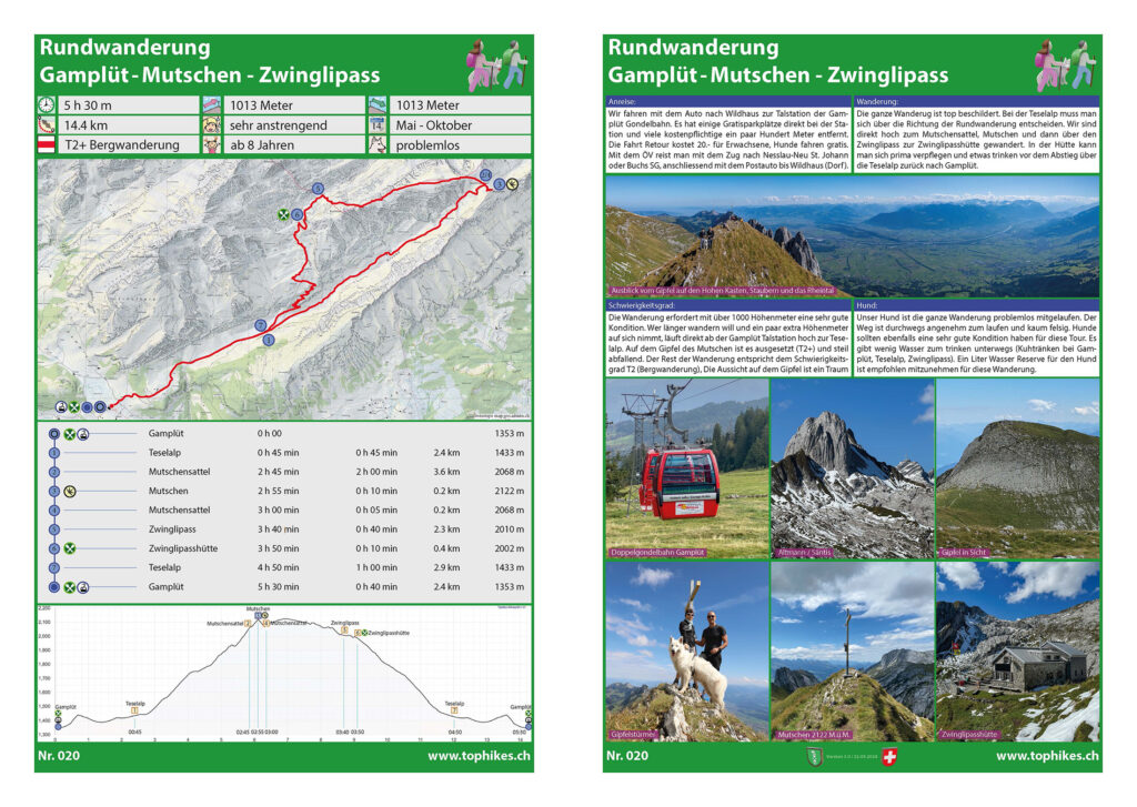 Rundwanderung Gamplüt - Mutschen - Zwinglipass - Factsheet