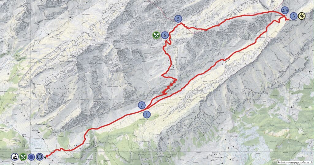 Rundwanderung Gamplüt - Mutschen - Zwinglipass - Wanderkarte