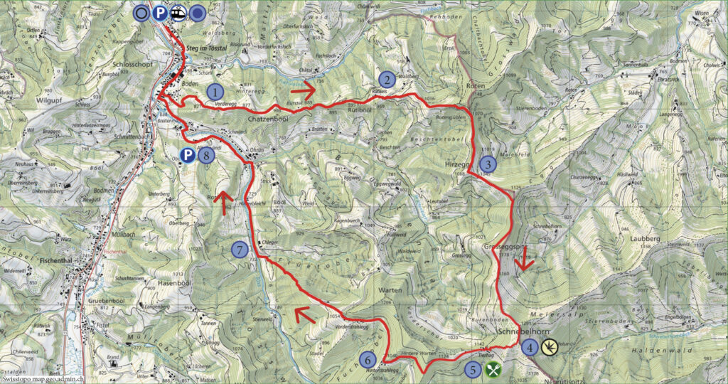 Rundwanderung Steg - Schnebelhorn - Wanderkarte