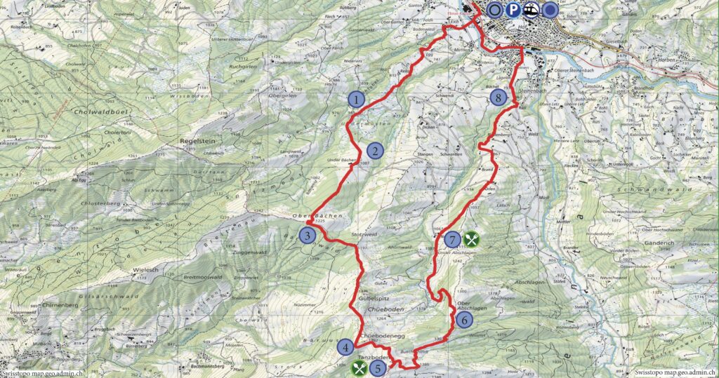 Rundwanderung Ebnat Kappel - Tanzboden - Wanderkarte