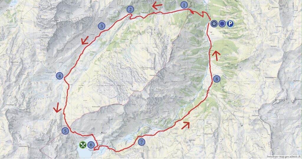 Rundwanderung Murgtal (Bachlaui) - Murgseen - Wanderkarte