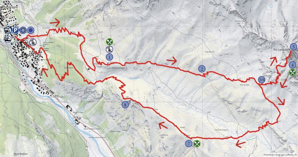 Rundwanderung Pontresina - Piz Languard - Wanderkarte