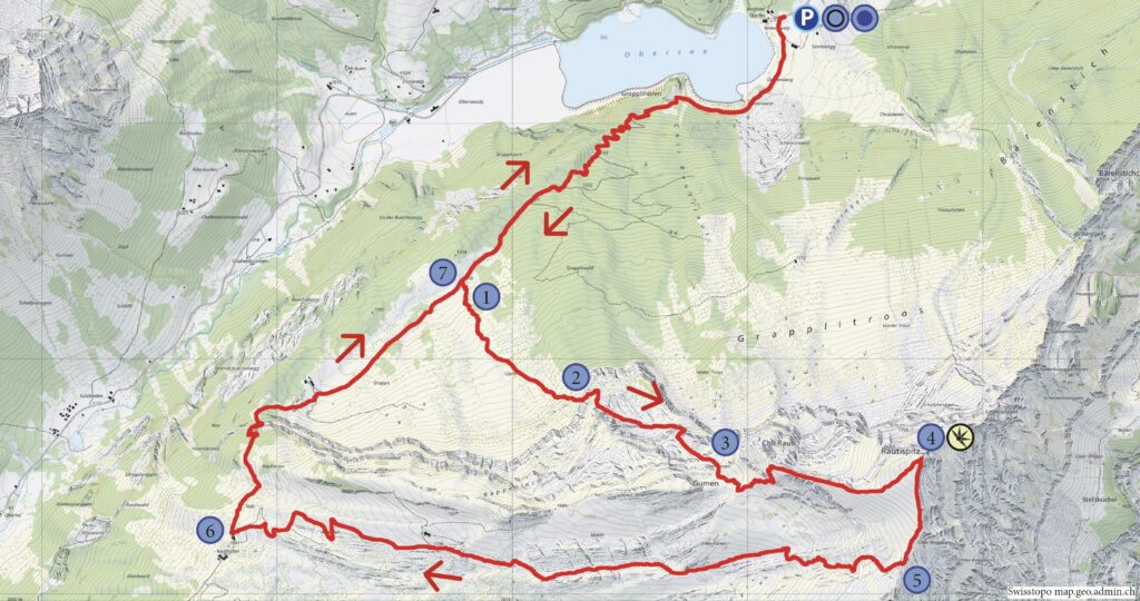Rundwanderung Obersee - Rautispitz - Wanderkarte