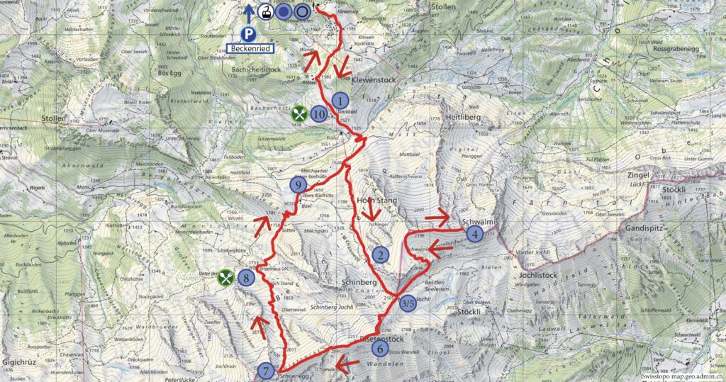 Rundwanderung Klewenalp - Schwalmis - Risentenstock - Wanderkarte