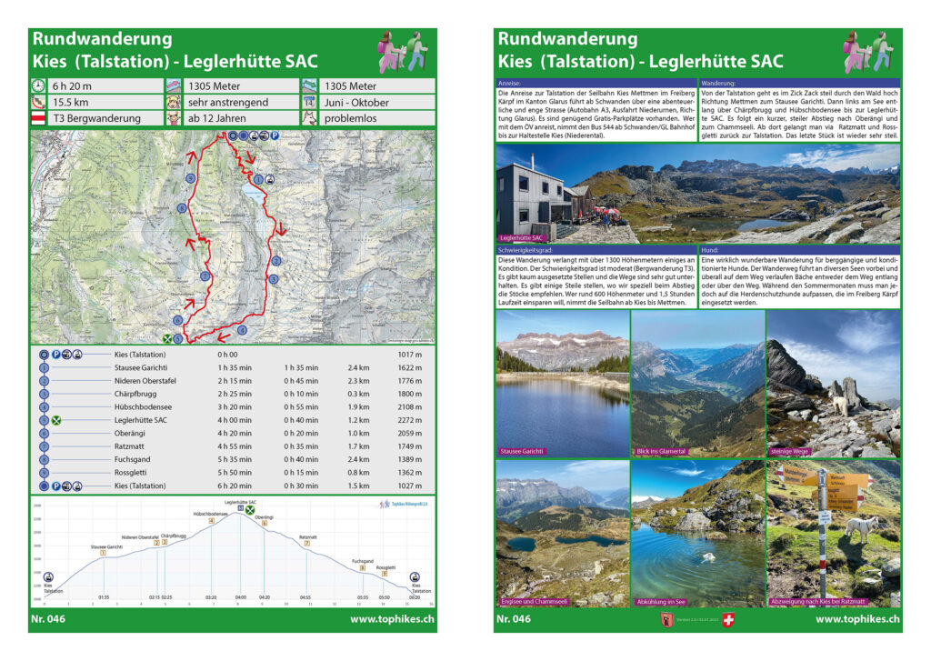 Rundwanderung Kies (Talstation) - Leglerhütte SAC - Factsheet