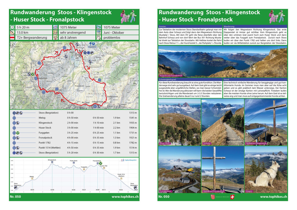 Rundwanderung Stoos - Klingenstock - Huser Stock - Fronalpstock- Factsheet