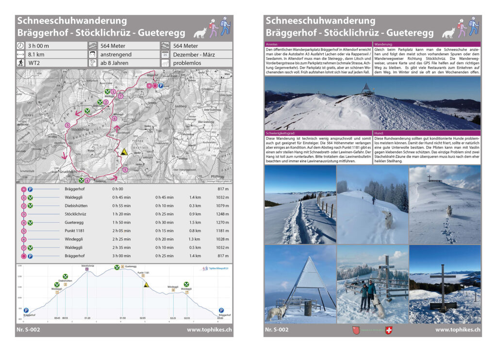 Schneeschuhwanderung Bräggerhof - Stockchrüzli - Gueteregg - Factsheet