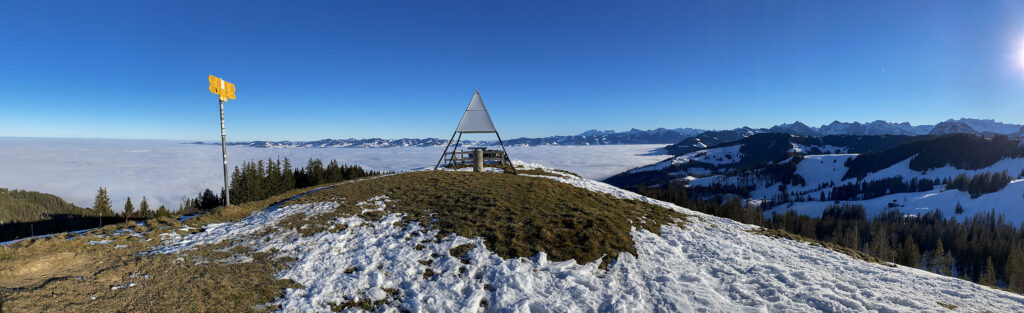 Schneeschuhwanderung Bräggerhof - Stockchrüzli - Gueteregg - Panorama 1