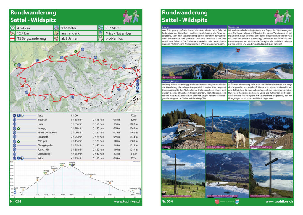 Rundwanderung Sattel - Wildspitz - Factsheet