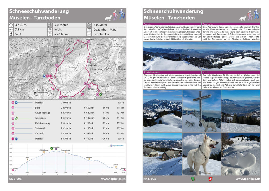 Schneeschuhwanderung Müselen - Tanzboden - Factsheet