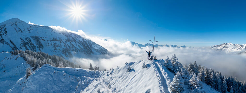 Schneeschuhwanderung Arvenbüel - Flügenspitz - Panorama 1