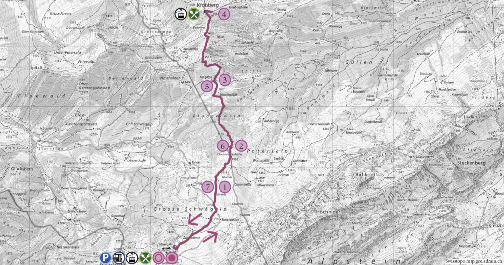 Schneeschuhwanderung Schwägalp - Kronberg - Wanderkarte