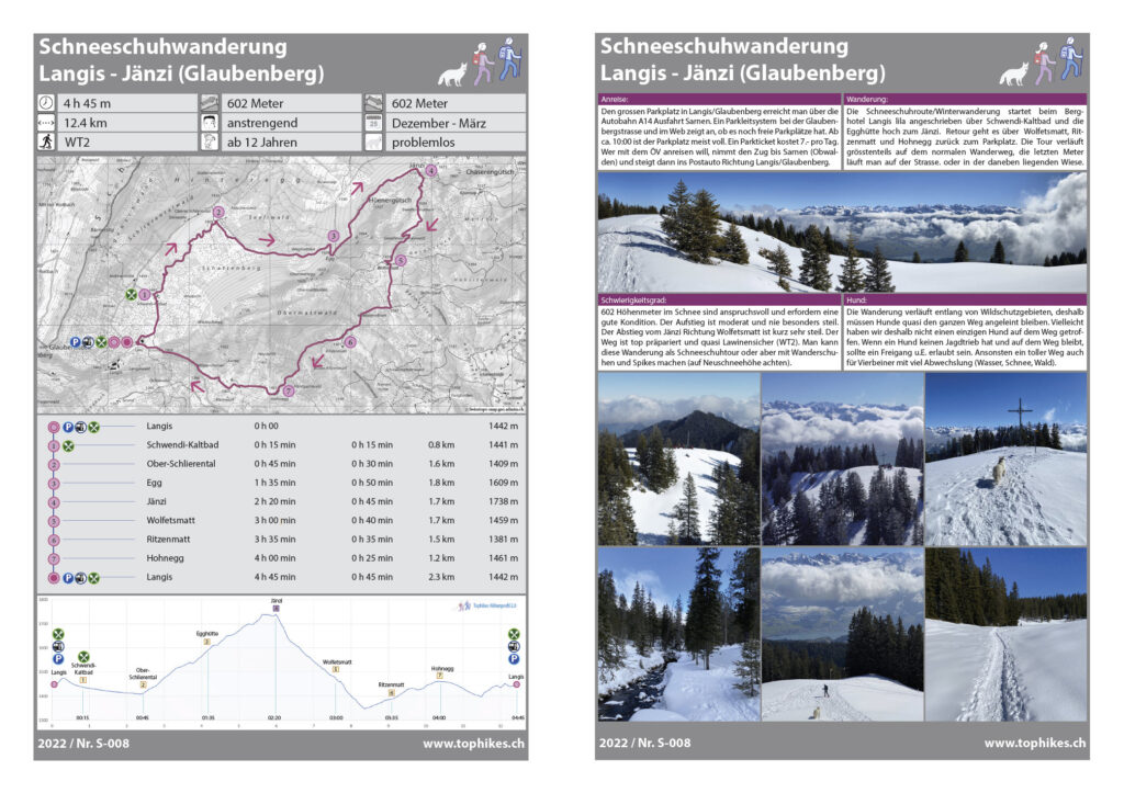 Schneeschuhwanderung Langis - Jänzi (Glaubenberg) - Factsheet