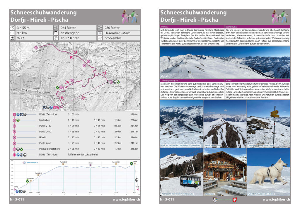 Schneeschuhwanderung Dörfji - Hüreli - Pischa (Davos) - Factsheet