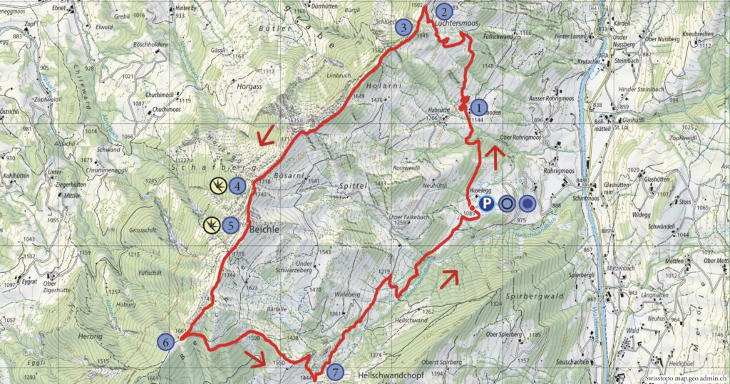 Rundwanderung Haselegg - Beichle - Wanderkarte