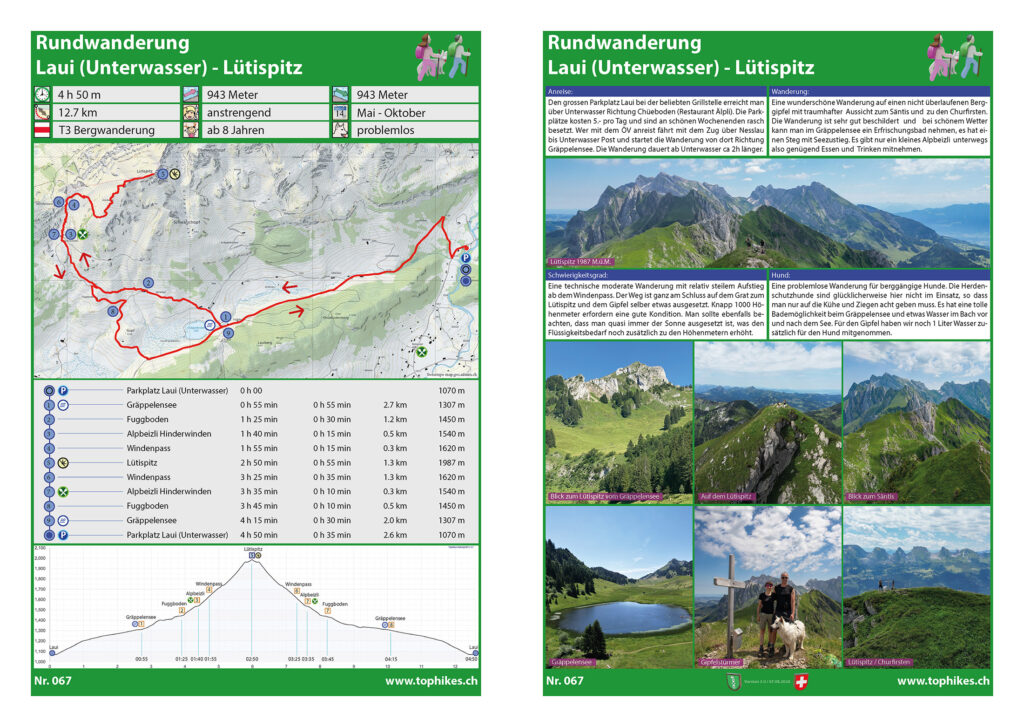 Rundwanderung Laui (Unterwasser) - Lütispitz - Factsheet