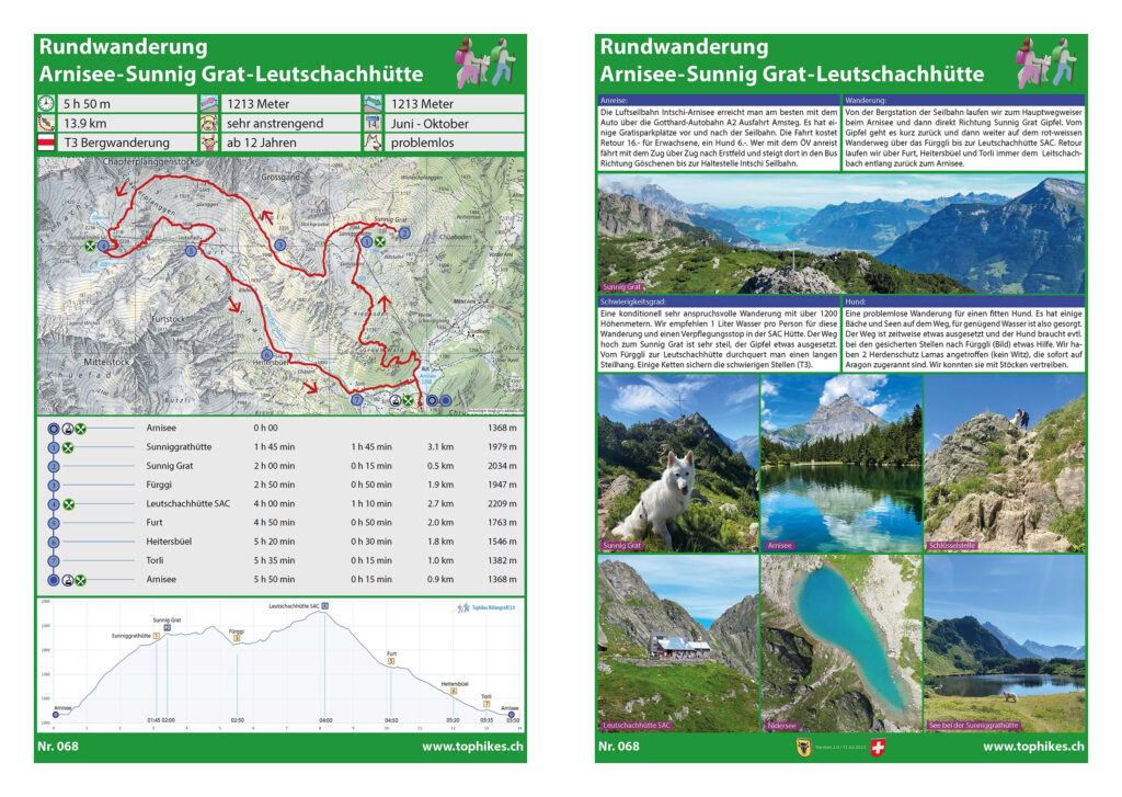 Rundwanderung Arnisee- Sunnig Grat - Leutschachhütte SAC - Factsheet