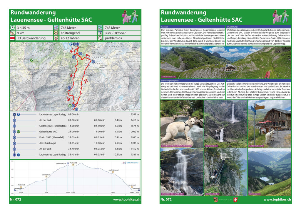 Rundwanderung Lauenensee – Geltenhütte SAC (Gstaad) - Factsheet