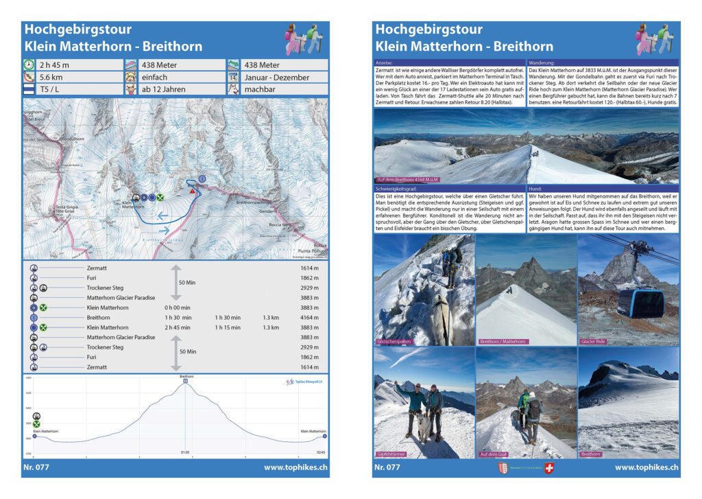 Hochgebirgstour von ZermattKlein Matterhorn - Breithorn 4164 M. ü. M - Factsheet