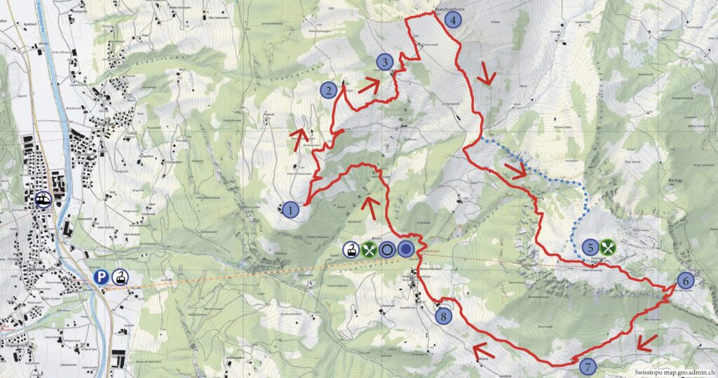 Rundwanderung Niederrickenbach - Buochserhorn - Musenalp - Wanderkarte