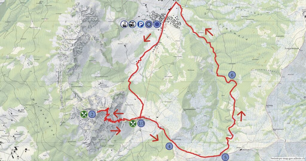 Rundwanderung Brunni - Grosser Mythen - Wanderkarte