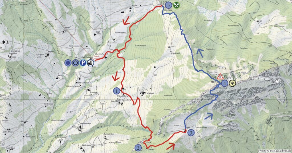 Rundwanderung Ober Gschwend - Rigi Hochflue - Wanderkarte