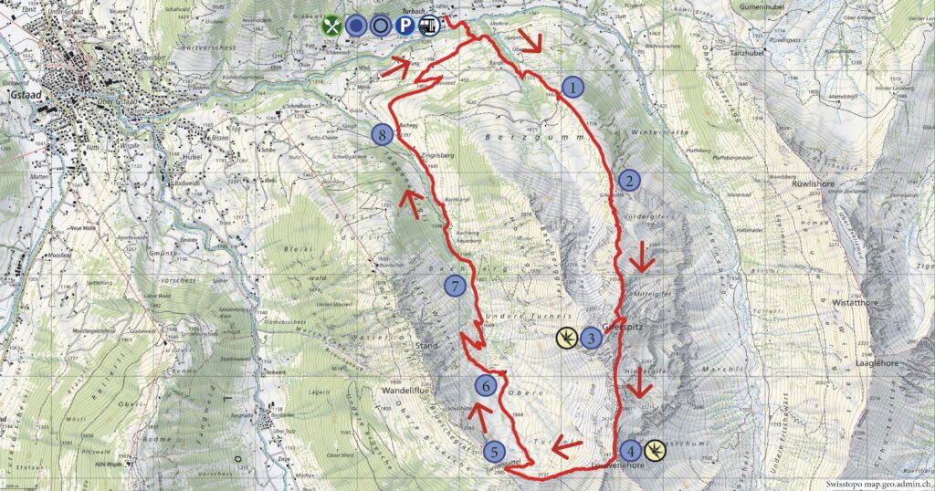 Rundwanderung Turbach - Giferspitz - Louwenehore - Wanderkarte