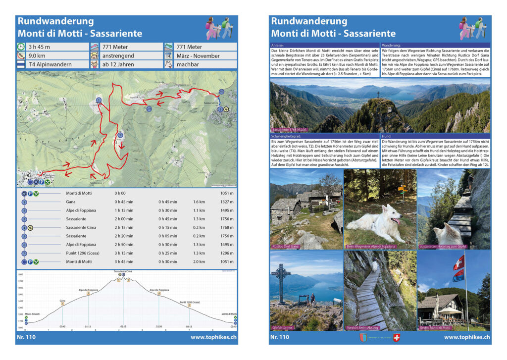 Rundwanderung Monti di Motti - Sassariente - Factsheet