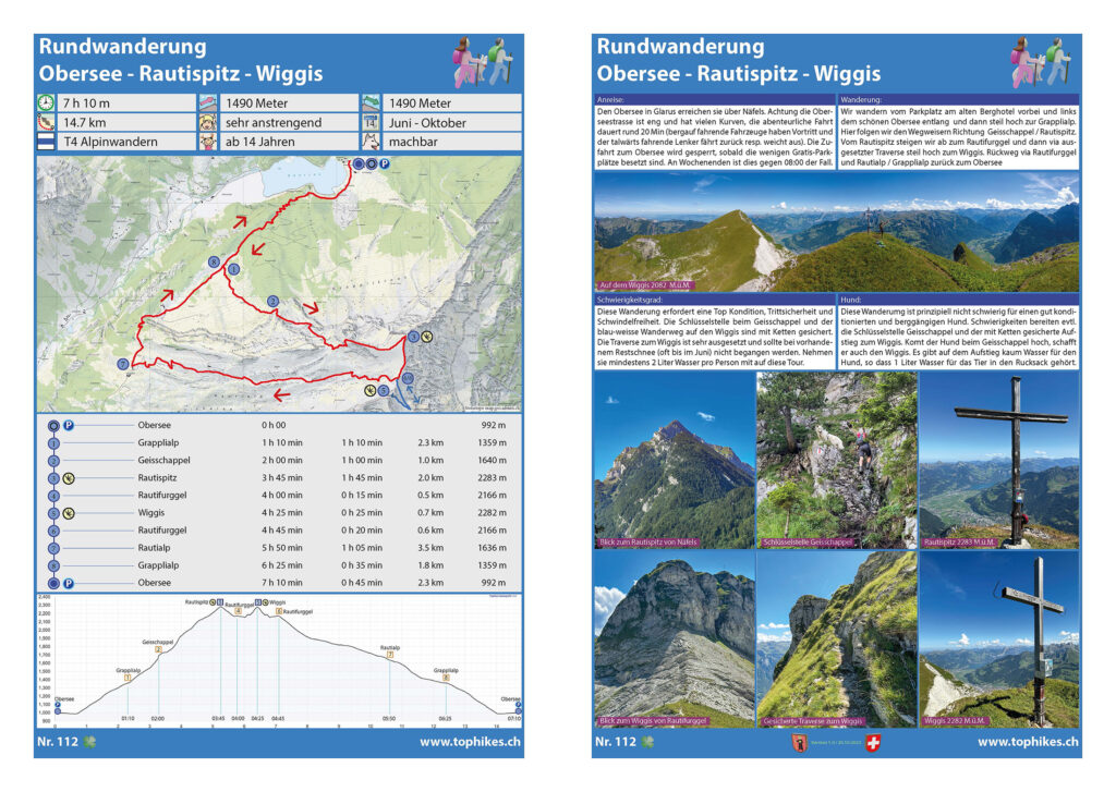 Rundwanderung Obersee - Rautispitz - Wiggis - Factsheet