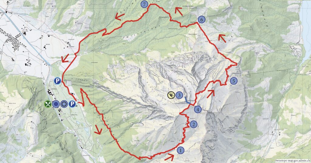 Rundwanderung Ochsenboden (Studen) - Diethelm - Wanderkarte