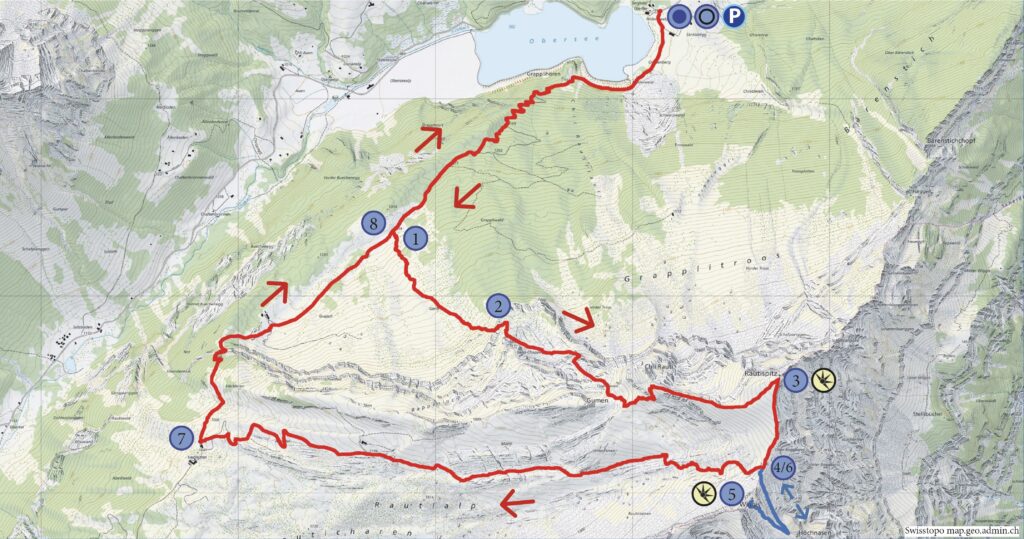 Rundwanderung Obersee - Rautispitz - Wiggis - Wanderkarte