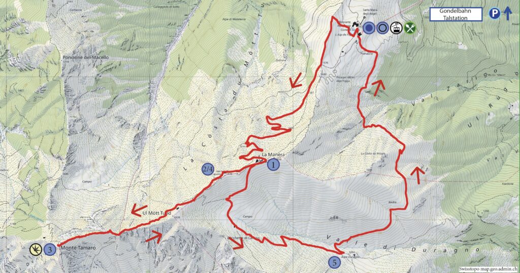 Rundwanderung Alpe Foppa - Monte Tamaro - Wanderkarte