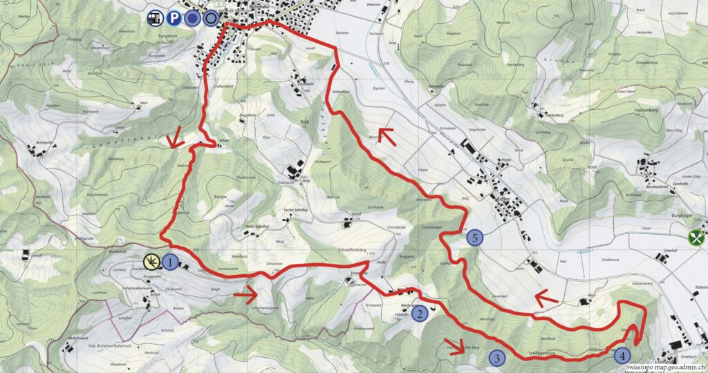 Rundwanderung Bichelsee - Tanneggergrat - Wanderkarte