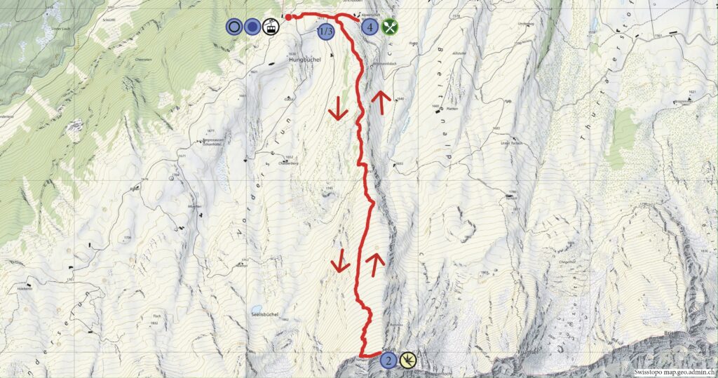 Rundwanderung Vordere Selunalp - Selun - Wanderkarte