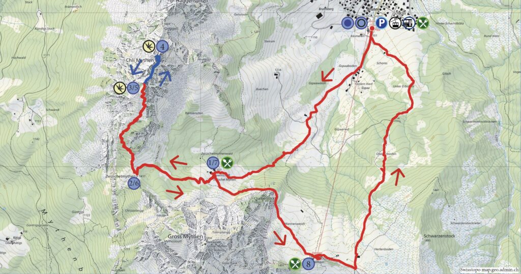 Rundwanderung Brunni Alpthal - Kleiner Mythen - Wanderkarte