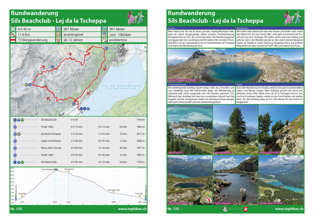 Rundwanderung Sils Beachclub - Lej da la Tscheppa - Factsheet