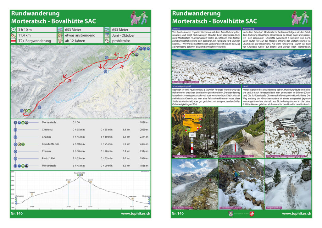 Rundwanderung Morteratsch - Bovalhütte SAC - Factsheet