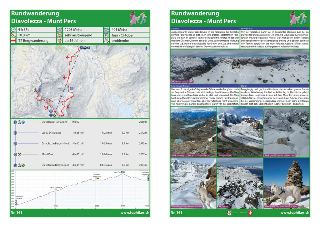 Rundwanderung Diavolezza - Munt Pers - Factsheet