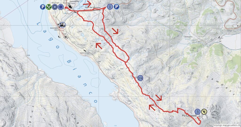 Rundwanderung Berninapass - Piz Campasc - Wanderkarte