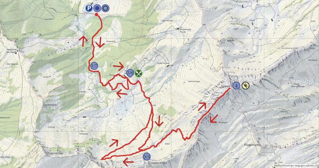 Rundwanderung Mittlerwängi - Speer - Wanderkarte