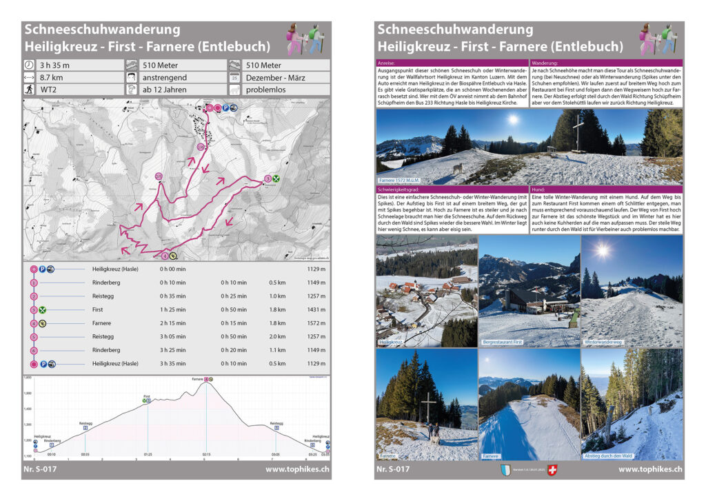 Schneeschuhwanderung Heiligkreuz - First - Farnere (Entlebuch) - Factsheet