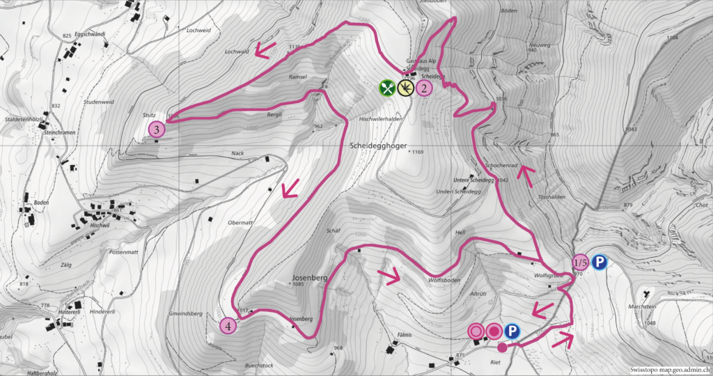 Schneeschuhwanderung Fälmis - Alp Scheidegg - Wanderkarte