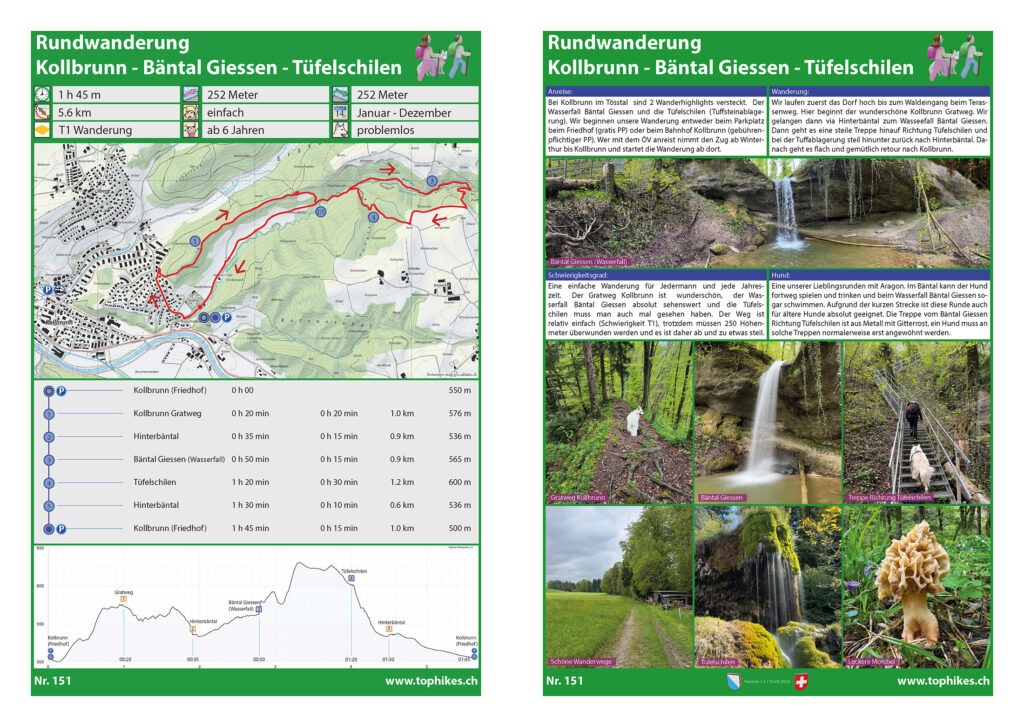 Rundwanderung Kollbrunn - Bäntal Giessen - Tüfelschilen - Factsheet
