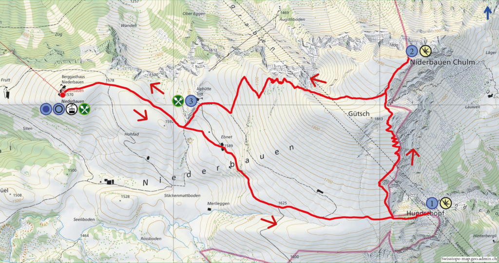 Rundwanderung Niederbauen - Niederbauen Kulm - Wanderkarte