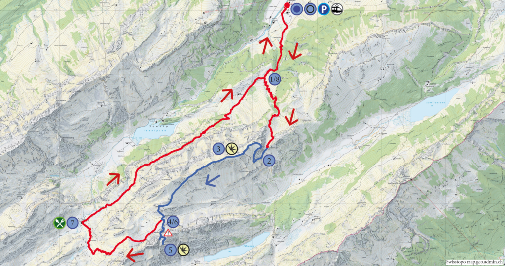 Rundwanderung Wasserauen - Marwees - Hundstein - Wanderkarte