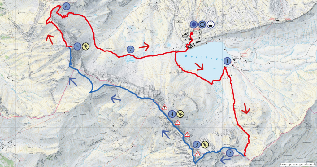 Rundwanderung Melchsee-Frutt - Rothorn - Glogghüs - Hochstollen - Wanderkarte